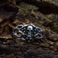 Gothic Skull Ring with Emerald Highlights