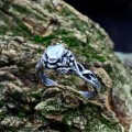 Gothic Moonstone Ring with Twisting Vine Design– Unique Moon Flower Promise Ring for Women