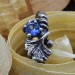 Gothic Floral Ring with Deep Blue Sapphire