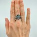 Gothic Amethyst Ring with Enchanted Mushroom Motif