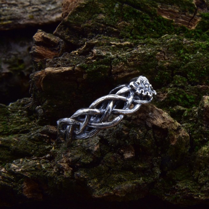 Gothic Silver Ring with Celtic Knot Motif