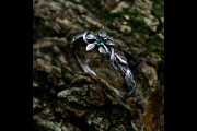 Delicate Braided Twig Engagement Ring, Nature Floral Oxidized Ring, Forest Emerald Branch Wedding Ring for Women, Unusual Jewelry