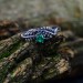 Gothic Emerald Ring Set with Enchanted Leaf Motif