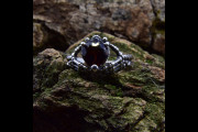 Gothic Sterling Silver Engagement and Wedding Ring with Dark Heart, Skeleton Hand, and Memento Mori Design, Streetwear Style and Death