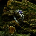 Gothic Amethyst Ring with Enchanted Leaf Design