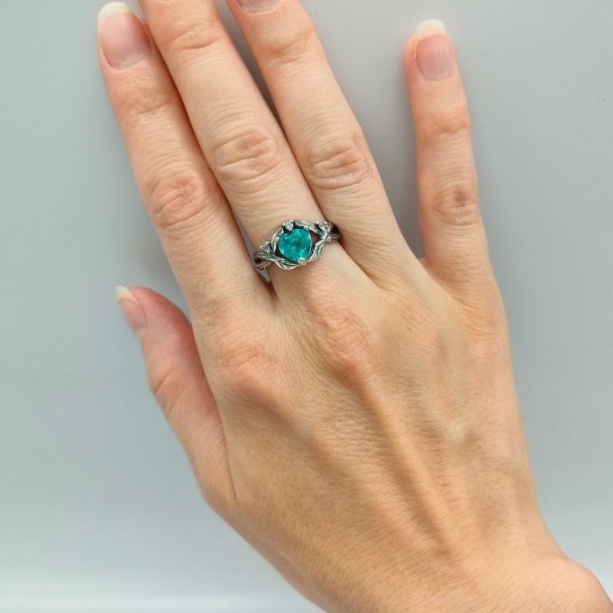 Elegant Blue Topaz Gothic Silver Ring