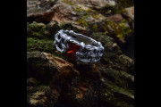 Men's Forest Wedding Band with Wide Wicker Design, Unisex Everyday Ring, Silver Garnet Square Ring, Solid Ring for Him
