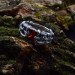 Bold Gothic Ring with Interwoven Chains and Garnet