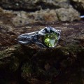 Gothic Silver Ring with a Vibrant Olivine Gemstone