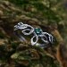 Dainty Emerald Chevron Ring with Vine Leaf – Exclusive Non-Traditional Nature Wedding Jewelry