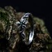 Delicate Gothic Ring with Emerald and Leaf Design|Unusual Nature-Inspired Engagement Ring