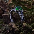 Gothic Emerald Ring with Enchanted Vine Design
