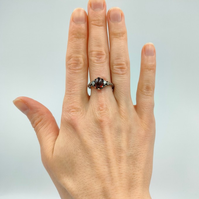 Gothic Garnet Ring with Bold Claw Design