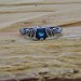 Gothic Silver Ring with Blue Aquamarine and Organic Design