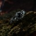 Gothic Ring of Shadows with Black Onyx Gemstone|Unique Floral Magic Wedding Ring for Women