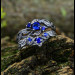 Gothic Silver Ring with Sapphire and Nature-Inspired Design