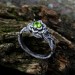 Bloom of Shadows: Gothic Sterling Silver Ring with Olivine Gemstone