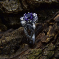 Gothic Amethyst Ring with Dragon Claw Motif