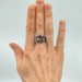 Gothic-Inspired Silver Ring Set with Red Garnet Gemstones