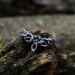 Dainty Emerald Chevron Ring with Vine Leaf – Exclusive Non-Traditional Nature Wedding Jewelry