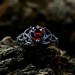 Dark Crimson Garnet Ring – Gothic Elegance in Silver