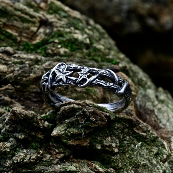 Intricate Gothic Ring with Rune-Inspired Design