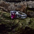 Gothic Ruby Heart Ring with Dragon Claws