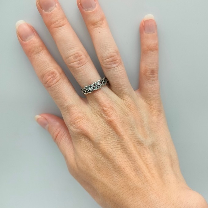 Gothic Silver Ring with Celtic Knot Motif