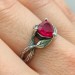 Gothic Ruby Heart Ring with Dragon Claws
