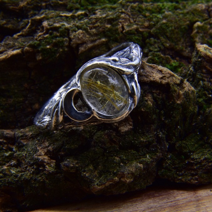 Enchanting Silver Ring with Natural Amber Stone