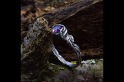 Unique Nature Wedding Band from Wood Texture Branch, Dainty Amethyst Twig Ring for Engagement, Unusual Nature Jewelry