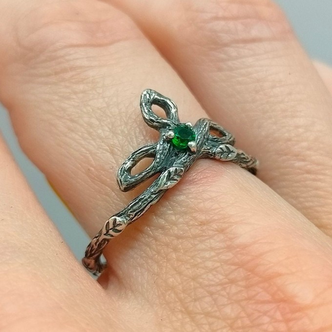 Whisper of the Forest: Elven Gothic Emerald Ring