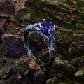 Gothic Amethyst Ring with Intricate Twisting Design