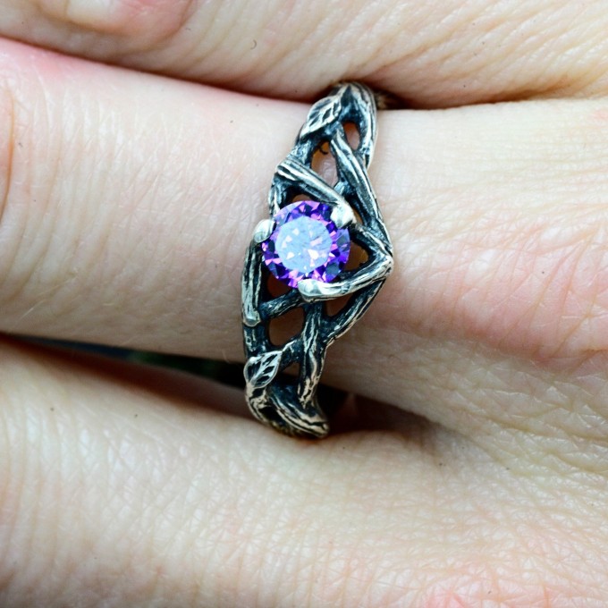 Guardian of Magic: Sterling Silver Ring with Amethyst Stone