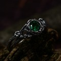 Throne of Ivy: Gothic Sterling Silver Ring with Enchanted Emerald