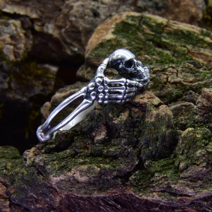 Gothic Skeleton Hand Ring - Unique Silver Statement