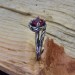 Rose of Shadows: Gothic Sterling Silver Ring with Radiant Ruby