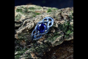 Vintage Style Sapphire Wedding Ring for Her, Sterling Silver Braided Rustic Wedding Band, Vine and Tree Branch Woman Ring