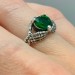 Unique Silver Ring with Emerald Gemstone and Dragon Claw Design