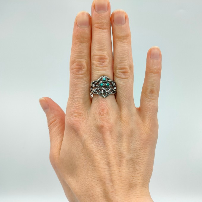 Twisted Gothic Vine Ring with Fiery Garnets