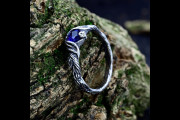 Sapphire Mens Wedding Ring with Woodland Themed, Elvish Mens Wedding Band with Vines, Male Promise Ring Fairycore, Fantasy Jewelry for Him