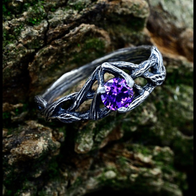 Guardian of Magic: Sterling Silver Ring with Amethyst Stone