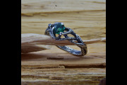 Sterling Silver Branch Engagement Ring with Leaf, Celtic Emerald Wedding Ring, May Birthstone Ring for Woman and Man