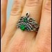 Gothic Emerald Ring Set with Enchanted Leaf Motif