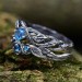 Elegant Vine Design Silver Ring Set with Blue Topaz