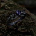 Enchanted Bloom: Gothic Sterling Silver Ring with Amethyst Accent