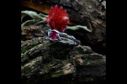 Unique Womens Wedding Ring with Woodland Branch, Elven Ruby Branch Wedding Ring for Her, Dainty Celtic Floral Ring