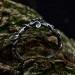 Gothic Silver Ring with Emerald and Floral Design