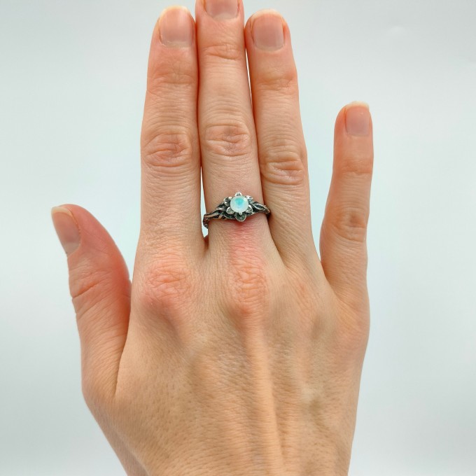 Elegant Gothic Ring with Moonstone Gemstone