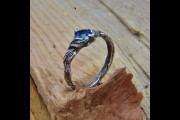 Unique Natural Design Branch Solitaire Engagement Ring, Delicate Curved Leaf Engagement Ring for Women with Blue Aquamarine in Silver
